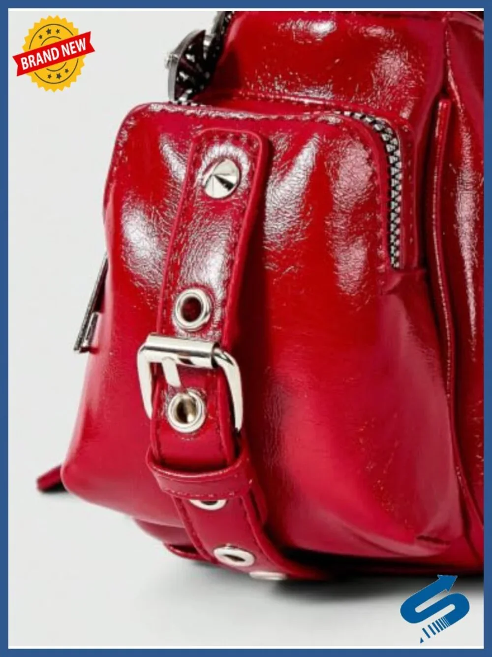 Gothic Y2K Faux Leather Shoulder Bag with Bow Skull Charm Adjustable Strap